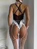 Sexy Lace Lingerie Set Open Stand Uniform Onesie Suspender Pajamas For Women Seductive Adult Female Costume
