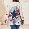 Women Plus Size V Neck Long Sleeve Printed Asymmetric Hem Flared Tunic Top