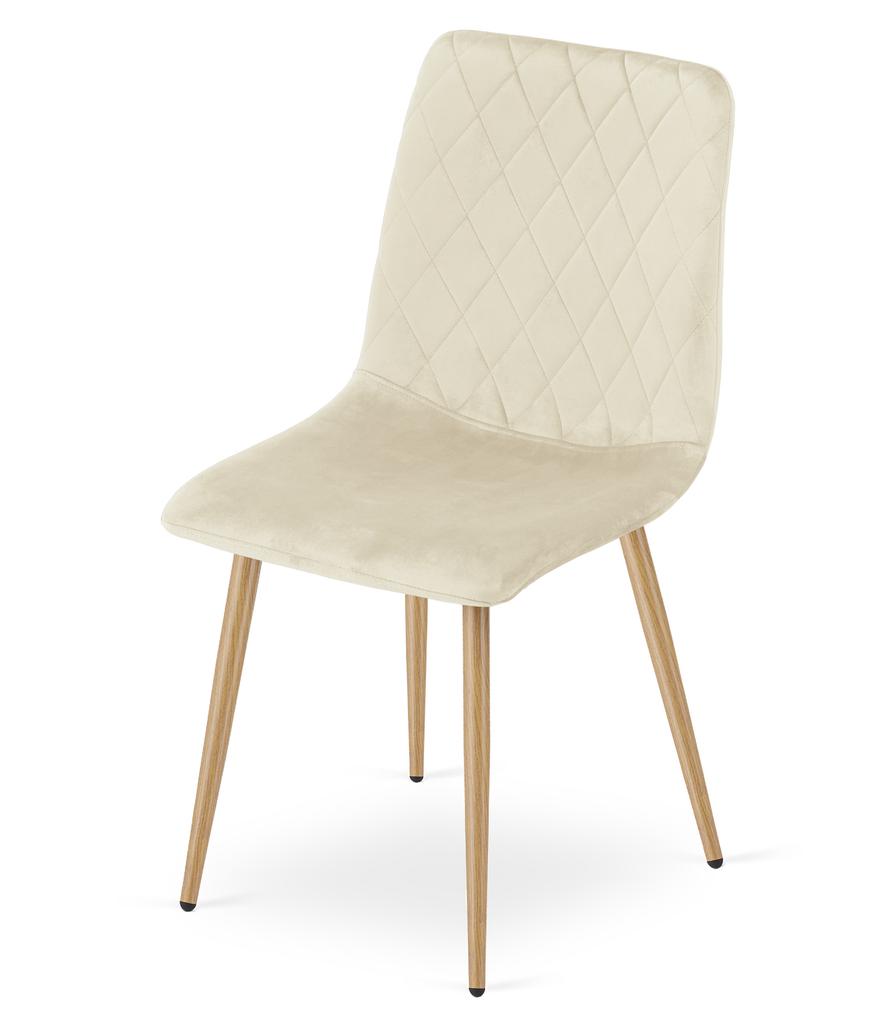 Turin Chair - Light Beige Velvet / Wood-Colored Legs X 3