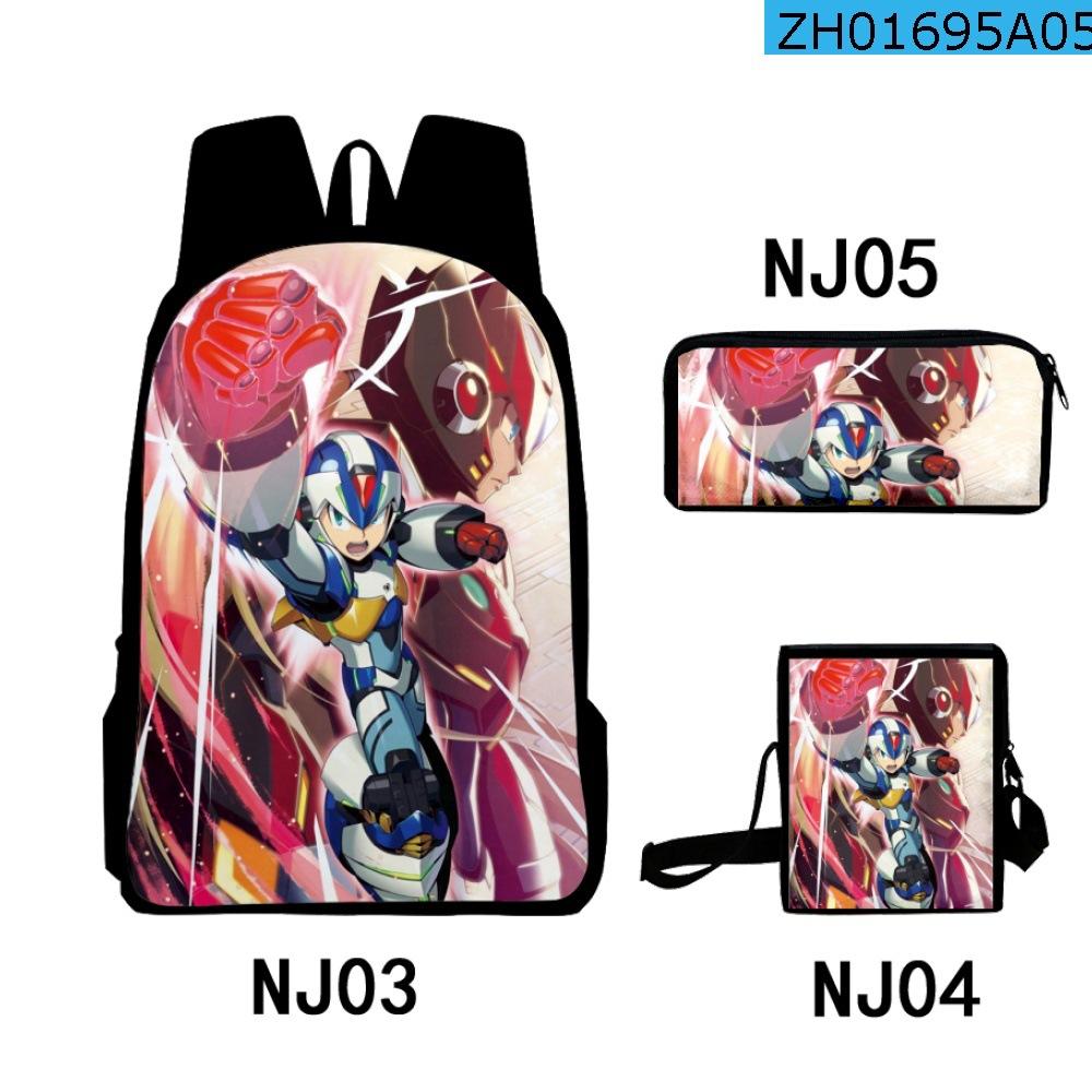 Mode Nieuwigheid Cool ROCKMAN 3D Print 3 stuks/Set leerling Schooltassen Laptop Dagrugzak Rugzak Schuin gedragen schoudertas Etui