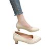 High heels women's single shoes 2025 autumn new work shoes medium heel basic large size 41-43 thick heel pointed head
