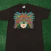 Vintage 90s Art Tee Mardi Gras Circus Feathers VTG 1990 Shirt Mens Size Large