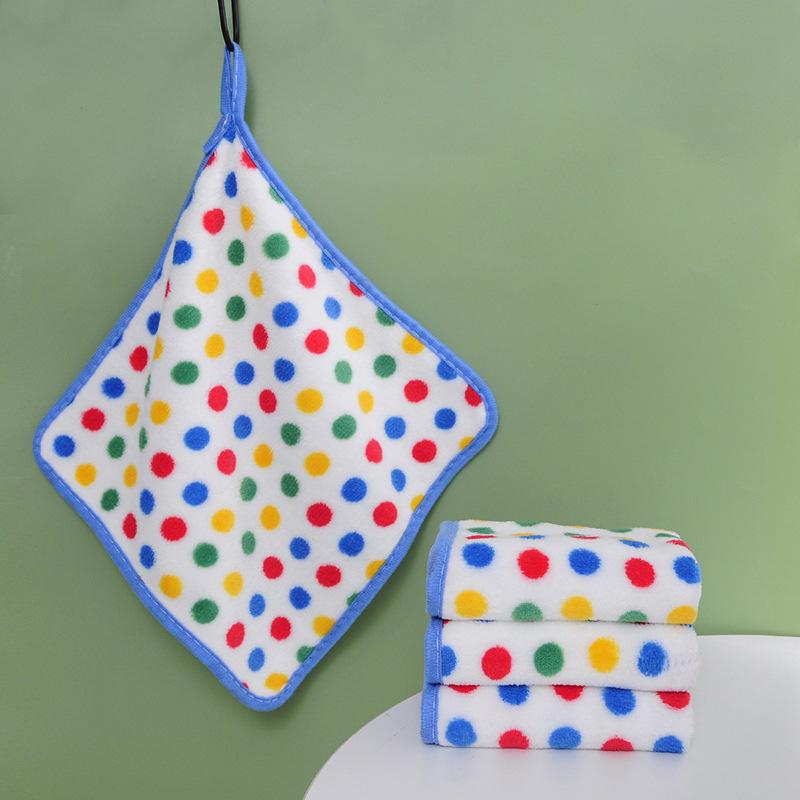 Children's Small Square Towel Thickened Water Absorption Face Wash Baby Wipe Hand Towel with Lan - Soft Towel Square for Kids