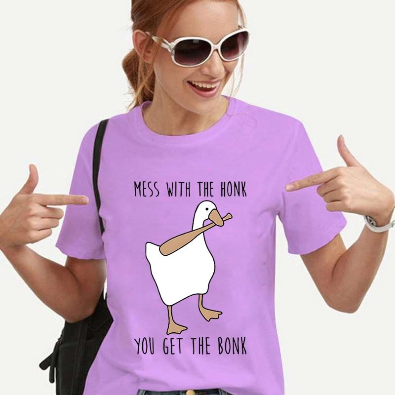 Funny Peace Baseball Duck Print Femei Tricou Harajuku Streetwear Mânecă scurtă Animal Gâscă Moda Casual Haine Tricou de vară