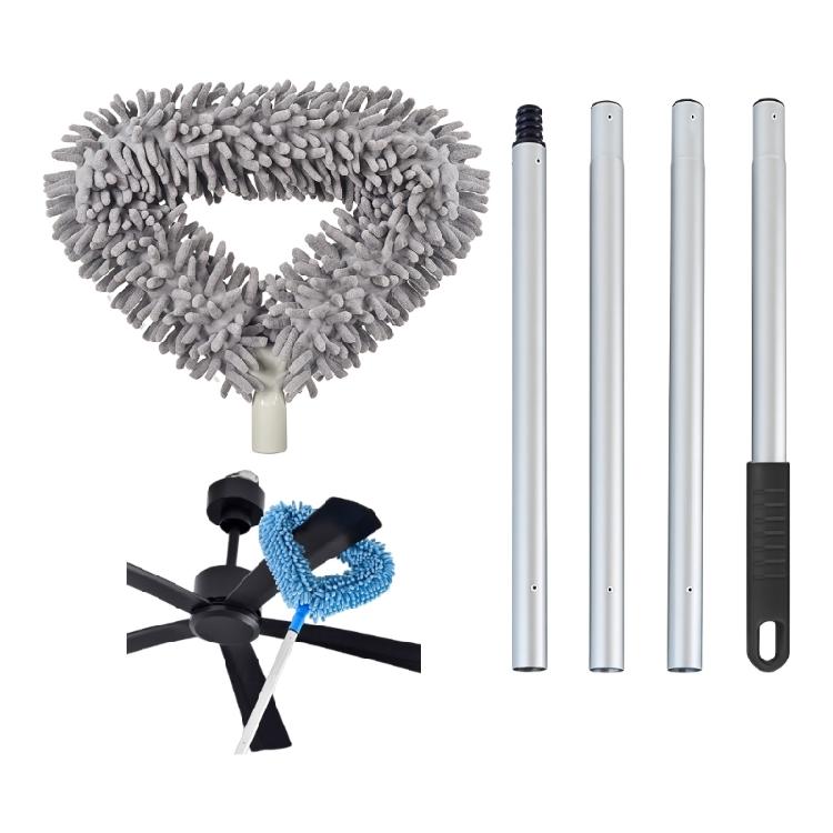 

Adjustable Length Ceiling Fan Duster Cleaner Feature Detachable Washable Head For Efficient Dust Cleaning светло-серый