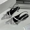 Fashion Fashion Belt Buckle Design Slingback Low Heel Sandals Women Sexy Pointed Toe Thin High Heels Summer Elegant Party Dress Shoes
