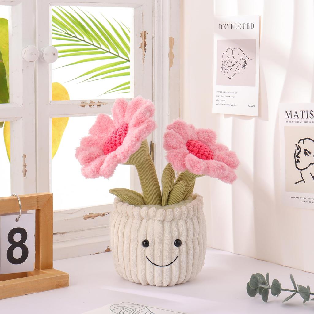 Apricot Lamb Potted Sunflower Plush Soft and Cute Stuffed Animal for Babies and Plush Potted 23cm Children's Animal, Boys, Sunflower,