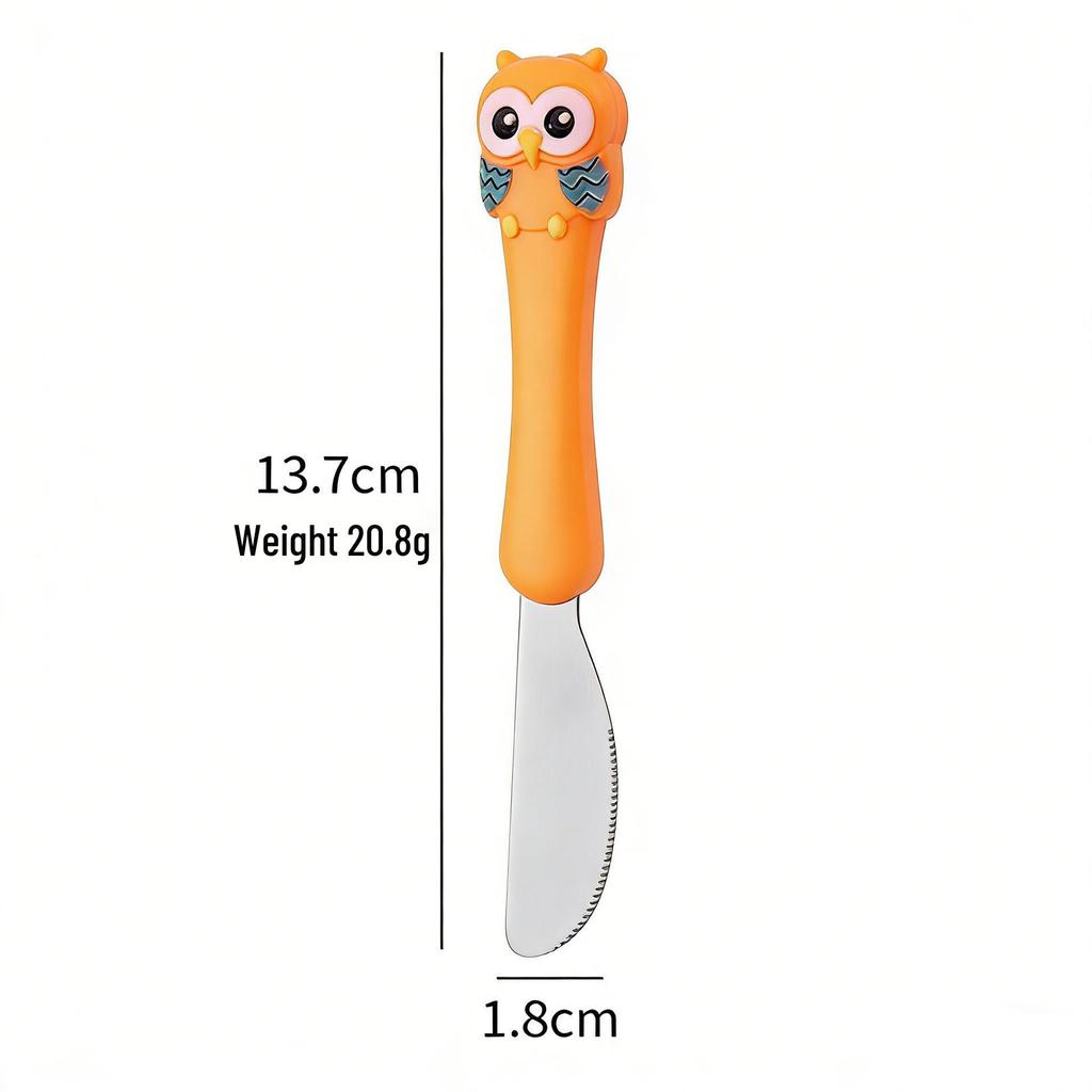 304 Stainless Steel Children's Owl Cutlery Set – Knife, Fork, Spoon for Baby Feeding