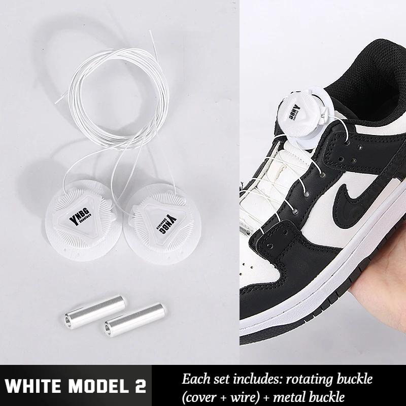 1Pair New Easy Fit Wire Swivel Buckle Elastic Laces Sneakers Automatic Shoelaces Without Ties Adults Kids Lazy No Tie Shoe Laces