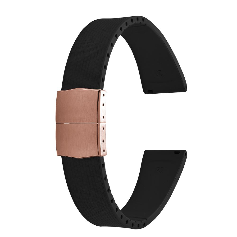 20mm Delugs CTS FKM Gummi Uhrenarmbänder mit 4 Farben Schmetterlingsschließe Einzigartige Textur Schnellverschluss Uhrenarmband für Markenuhr