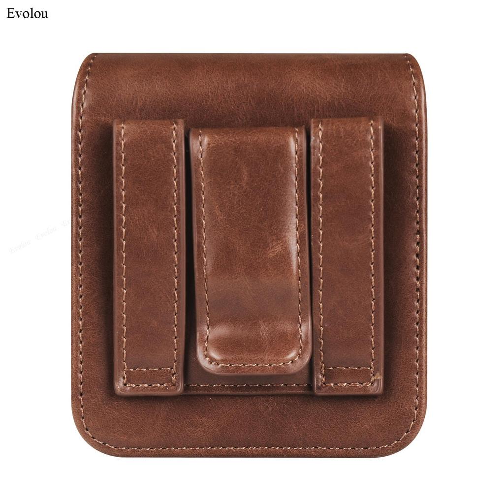Genuine Leather Phone Bag Universal For Moto Razr 40 Ultar Samsung Z Flip 8 5 4 Huawei P50 Pocket Belt Clip Holster Waist Cover
