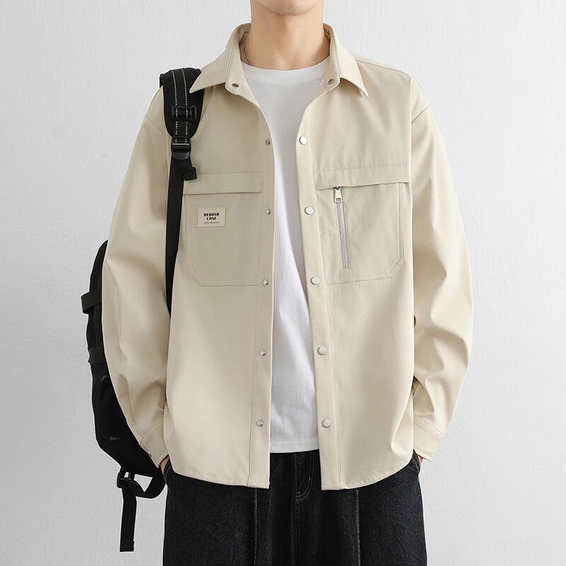 Men's Casual Long Sleeve Zipper Work Shirt Jacket