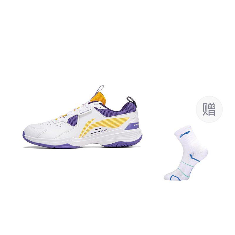 Li Ning Ace V Kollektion Dämpfung Rutschfest Abriebfest Niedriger Schaft Badminton Schuhe Unisex Weiß Lila AYTT001-4