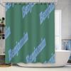Green and Blue Shower Curtain with Bold Lettering for Bathroom Decor Easy Installation and Machine Washable