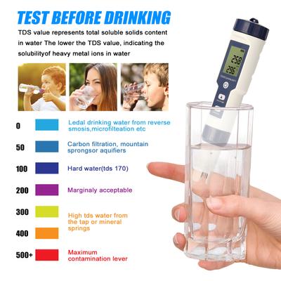 EZ-9909 5-in-1 Tester PH/EC/TDS/salinity/thermometer Portable Tester Water Quality Tester Without Backlight with Battery