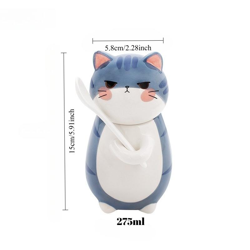 

Cat-themed ceramic mug with lid and spoon coffee mug milk mug, student water bottle cute cup cups cups and mugs ceramic mug 275ml
