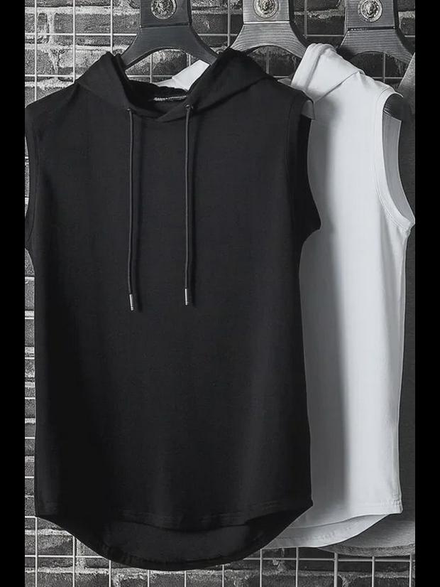 Men's Hong Kong Style Trendy Hooded Sleeveless Summer Vest