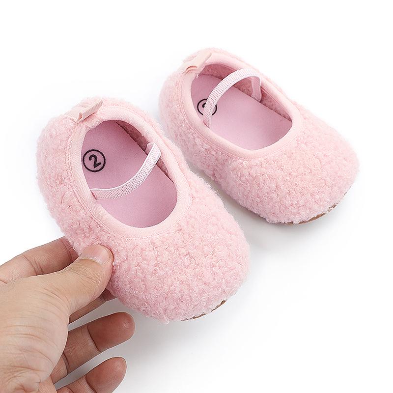 Warm Cotton Furry Baby Walking Shoes for 0-1 Year Olds - Indoor Autumn/Winter Wear