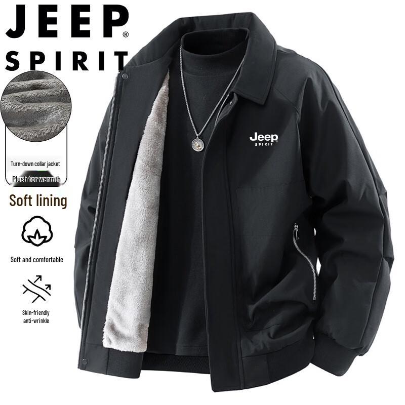 

JEEP SPIRIT Men s Plush Lined Retro Lapel Winter Jacket 2XL