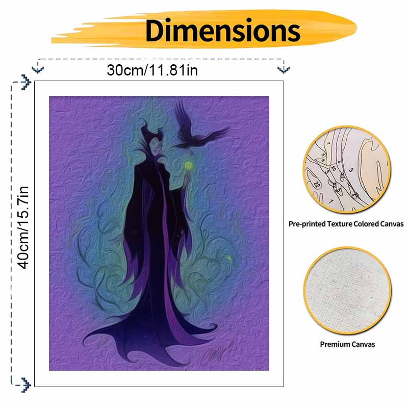 Disney DIY Maleficent Oil Painting Art Painting Kit Home Wall Decor Handmade Gift for Fans of Classic Dark Fairy Tale Magic Artwork