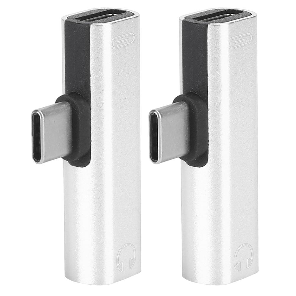 2Pcs 2 in 1 TypeC to 3.5mm Assist o Cable Wire Charger Headset Distributor Adapter(rouge )