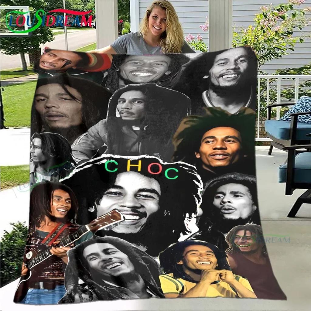 Pop Singer R-Reggae Bob Marley Four Seasons Blanket Sofa Cover Travel Bed Plush Blanket Travel Office Break Blanket Gift