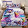 Dreamy Rainbow Unicorn bedding, duvet cover, pillowcase, home decoration, birthday gift (1 * duvet cover+2 * pillowcase, coreless)