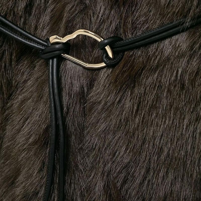 Kaslead New Women Clothes Western Style Artificial Fur Effect Mid-Length Coat Outerwear 6318023