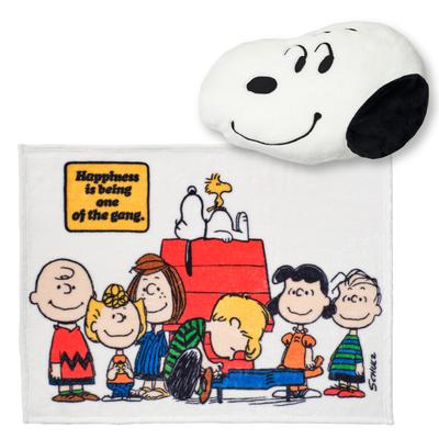Nishikawa Snoopy Cushion In PEANUTS 75th Anniversary Face 3D PN5656BD Blanket, 100x70cm, Washable, Cushion, White, FQ95407604,