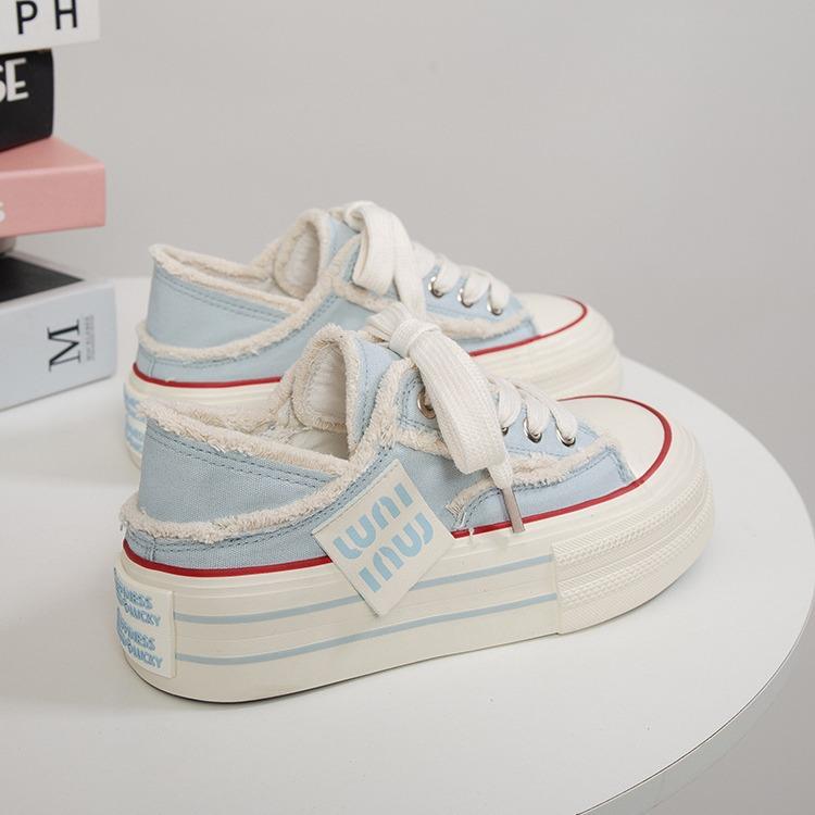 Canvas shoes for women 2025 new summer thick soled lazy one foot, half drag casual versatile breathable women's shoes