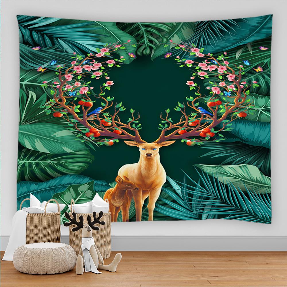 Tapiserie cu animale din pădurea tropicală tropicală, peisaj naturii, artă hippie boemă, tapiserie, saltea, masă, decorarea casei