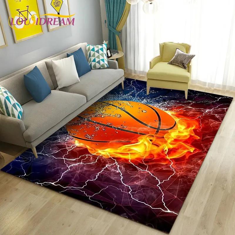 Tappeto 3D Area Basket Grande, Tappeto per Soggiorno Camera da Letto Divano Zerbino Decorazione Cucina, Tappetino Antiscivolo per Gioco Bambini