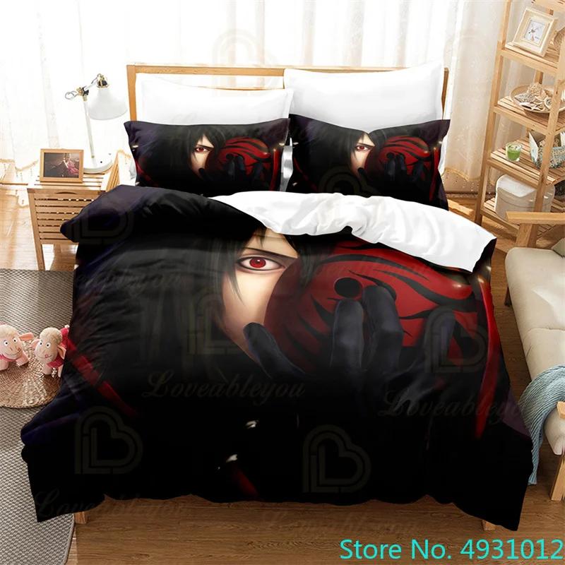 Kids Uzumaki Naruto Uchiha Sasuke Bedding Set Duvet Cover Quilt Cover Pillowcase Double King Size Bedroom Bed Cover Decoration