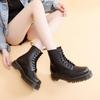 High-top 1460 cargo boots, women's lace-up hard leather open-edge beaded boots, men's and women's glossy leather boots, square-toed motorcycle shoes