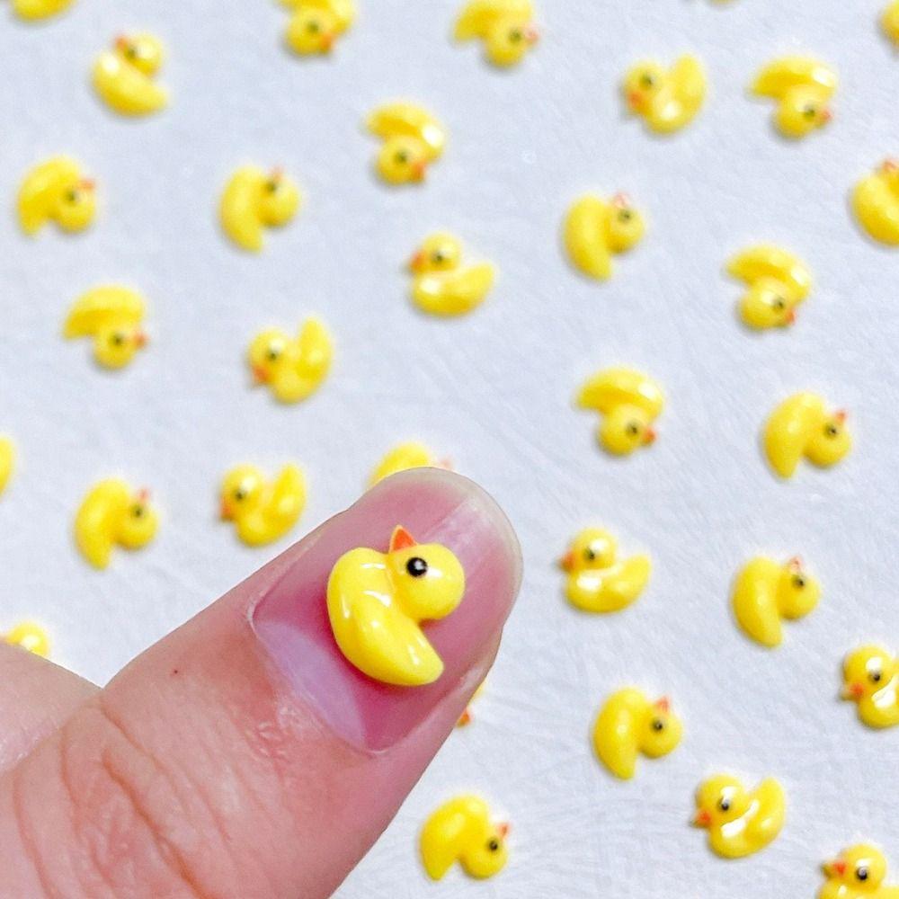 100pcs Cabochons Yellow Duck Resin Ornament Cartoon Duck Resin Figurines  Nail Enhancement