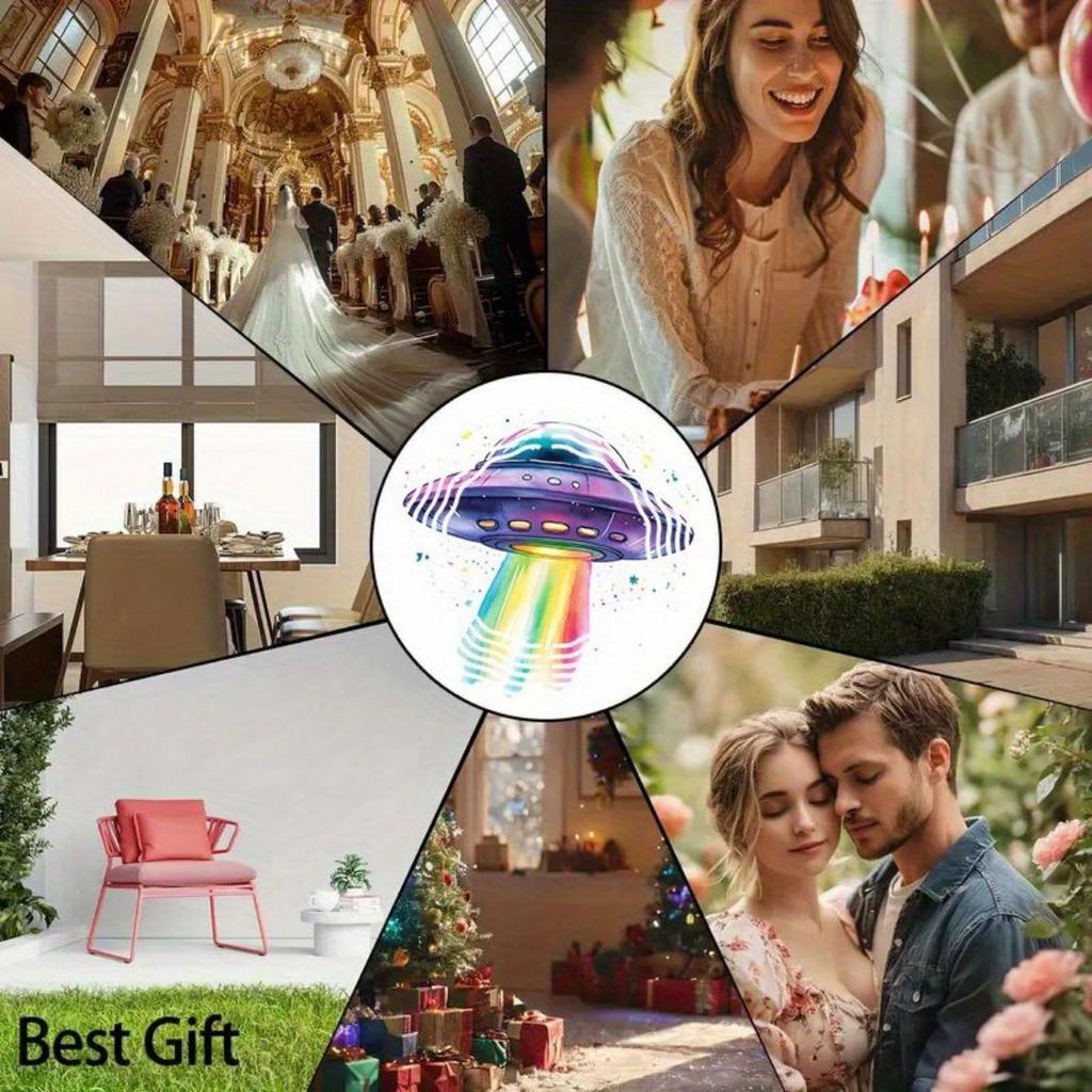 3D Kinetic Wind Spinner Alien UFO Design Metal Hanging Ornament for Outdoor Garden Yard Halloween Christmas Housewarming Decor