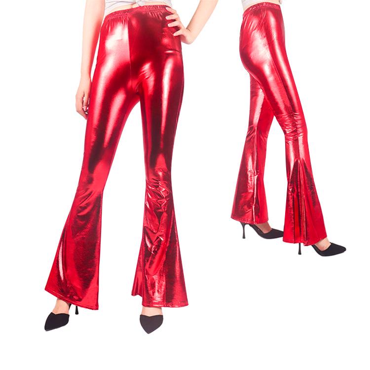 Women's Multi-Color Shiny Patent Leather Flared Pants - European & American Fashion