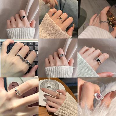 For Women Jewelry Korean Party Crystal Adjustable Fashion Butterfly Heart Irregular Ring Zircon Geometry