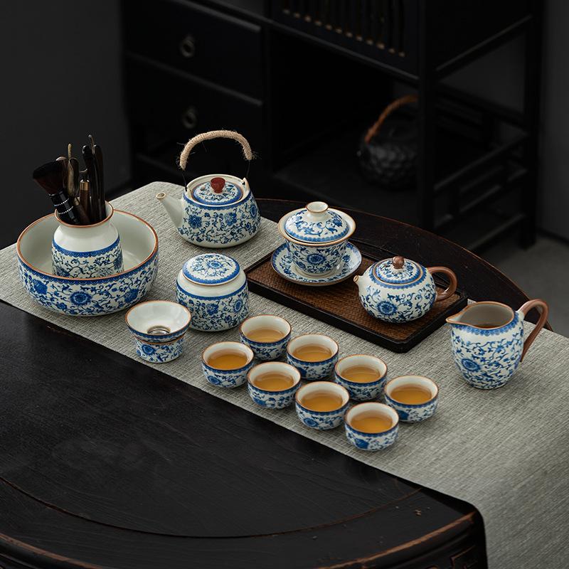 Traditional Portable Tea Set Ceremony Matcha Chinese Gongfu Teapot Tea Set Infuser Mate Cup Tetera Porcelana Tea Set Full