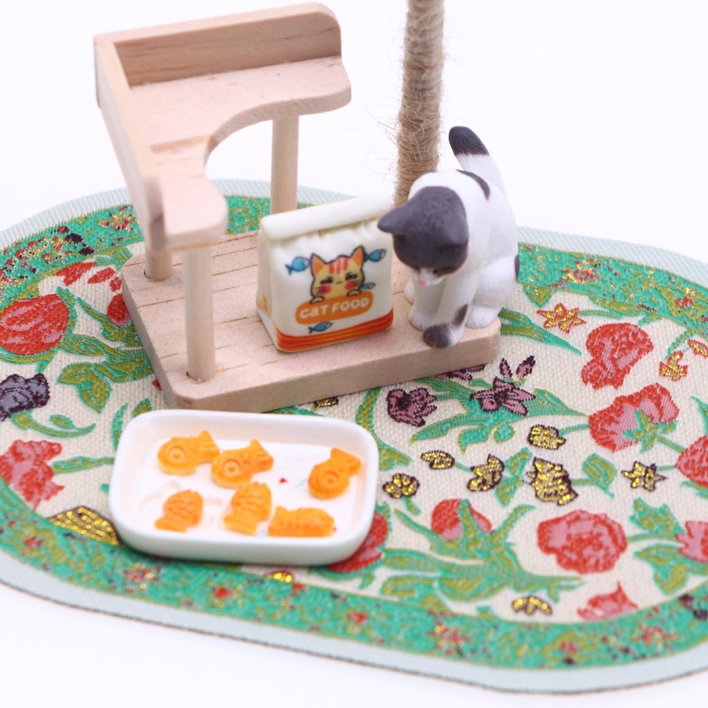 Doll House Mini Floor Decoration Carpet Small Cloth Miniature Living Room Scene Oval Woven Floor Mat