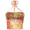 Women's flower print mesh top sexy slim cross neck halter sling vest women