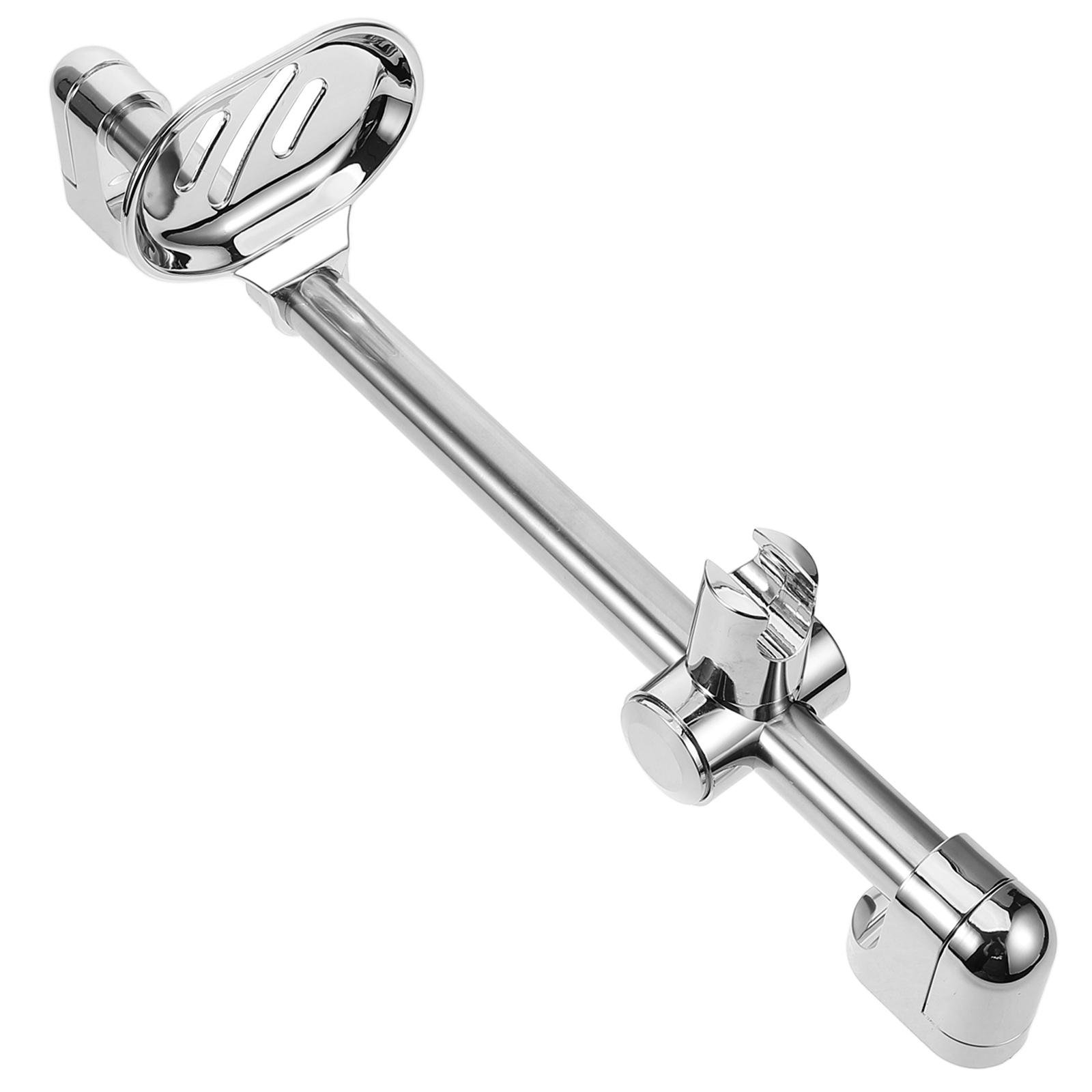 

Штанга для душевой лейки из нержавеющей стали, регулируемая по высоте, с держателем для ручки и мыльницей, настенное крепление серебряный