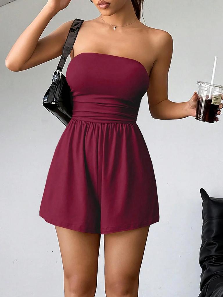 Women S Leopard Print Strapless Romper Summer Fashion Plus Size Vacation