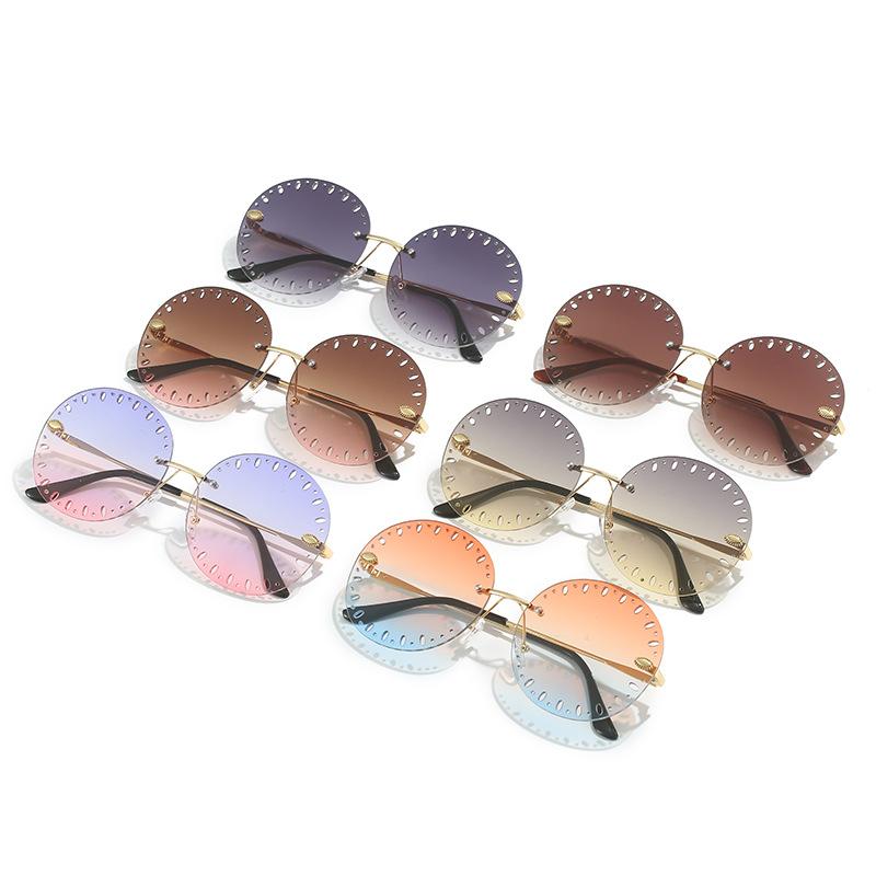 Round Rimless Sunglasses, Personalized Hollow Round Frame Glasses, Sunglasses For Women