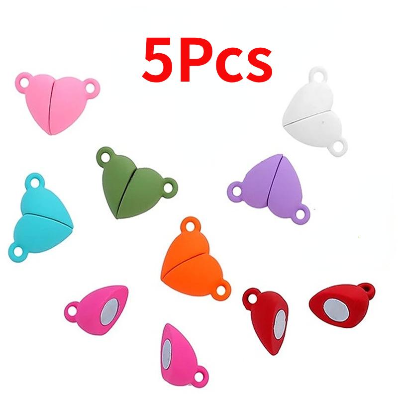 

5 шт., красочная магнитная пряжка в форме сердца, соединительная застежка, магнитные застежки для браслета, ожерелья, аксессуары «сделай сам» разноцветный