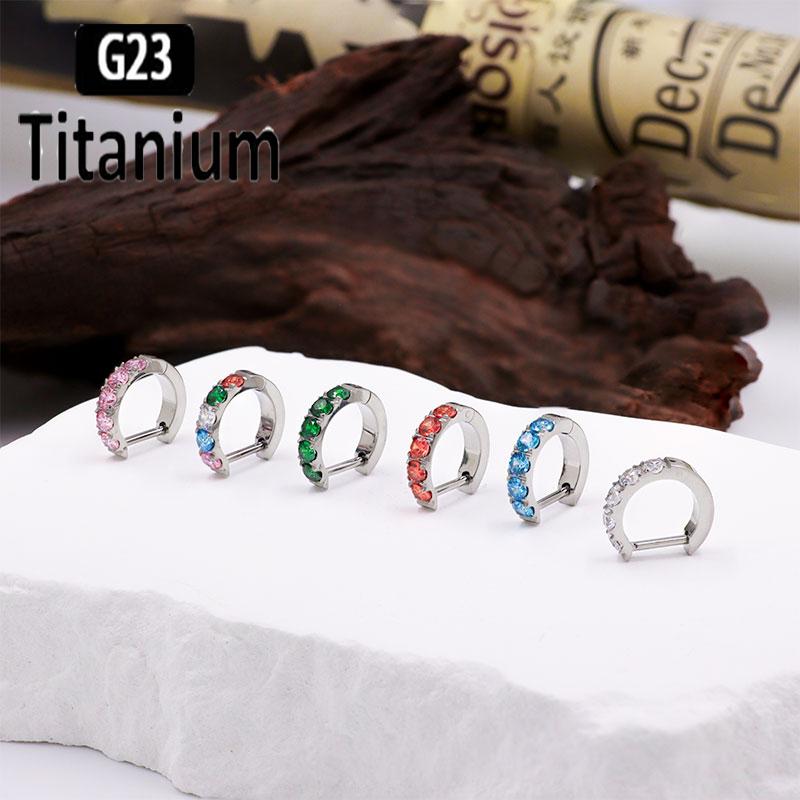 G23 Titanový Piercing Kloubový Segmentový Septum Kruh Nosní Kroužky Clicker Ušní Chrupavka Tragus Helix Body Šperky 16G D-tvarovaný Náušník