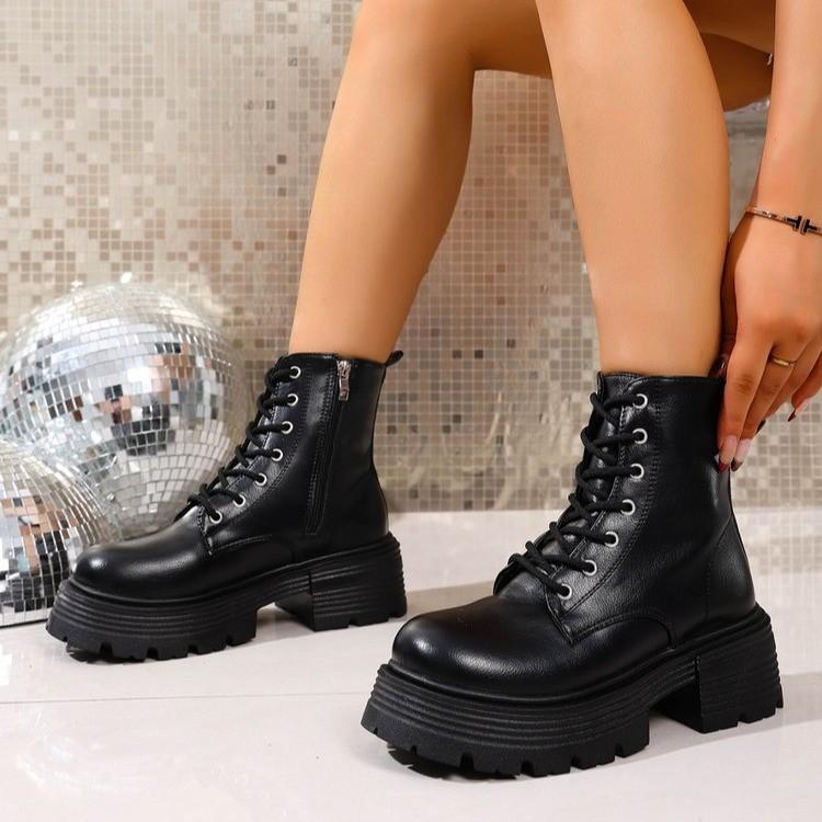Fashion BLACK and White Boots Winter Shoes Women Ankel Boots Goth Shoes Platform Boots Snow Booties Woman Large Size Warm Botas 3223