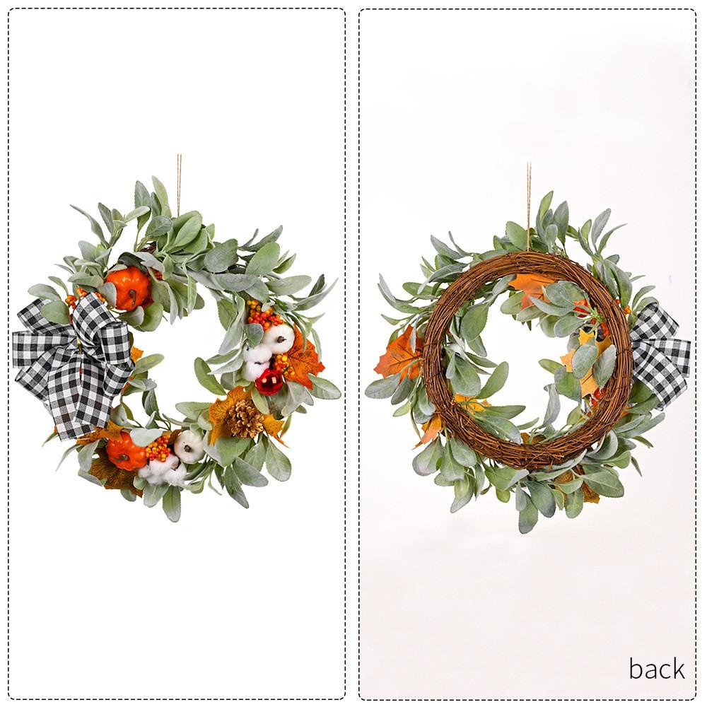 Beautifully Crafted Cotton Pumpkin Wreath Perfect For Thanksgiving Decor And Autumn
