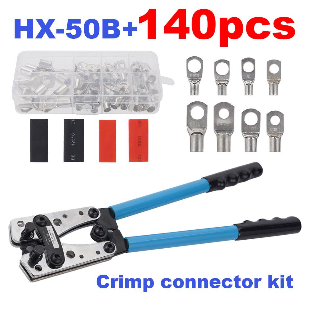 HX-50B Crimping Plier 6-50mm AWG 1-10 Cat Auto Copper Ring Bare Cable Battery Terminals Lug Crimping Tool Cable Terminal Plier