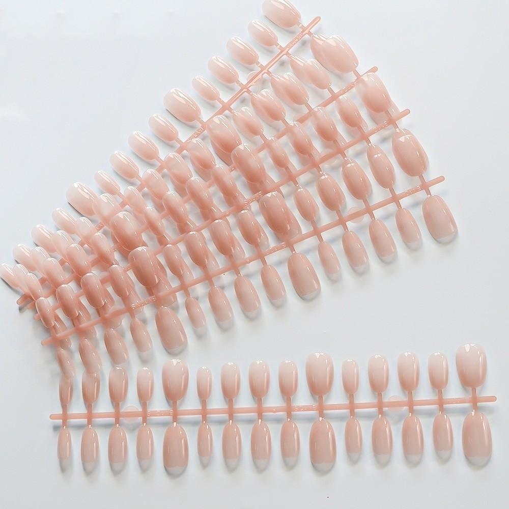 150pcs Fashion Glossy Finish Fake Nails Natural Short Almond Nail Tips Gradient Nude Full Cover Nails Daily Wear